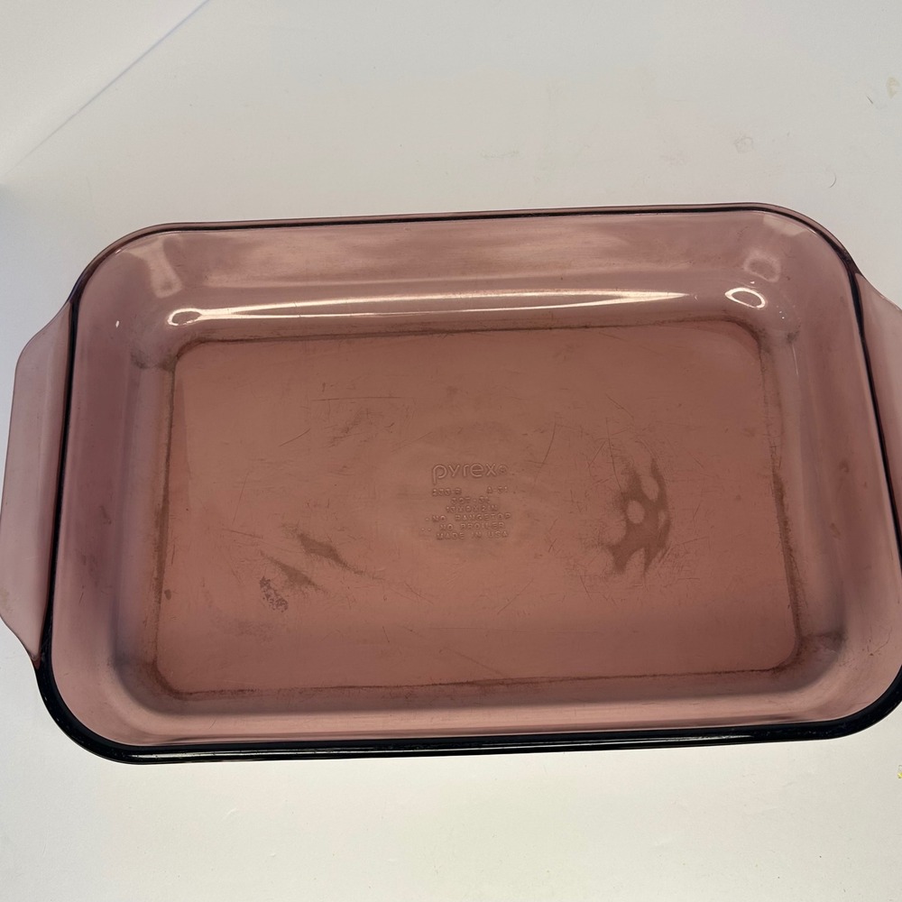 Pyrex Cranberry Visions 232-S Rectangular Baking Dish 2 Qt Glass Roaster USA